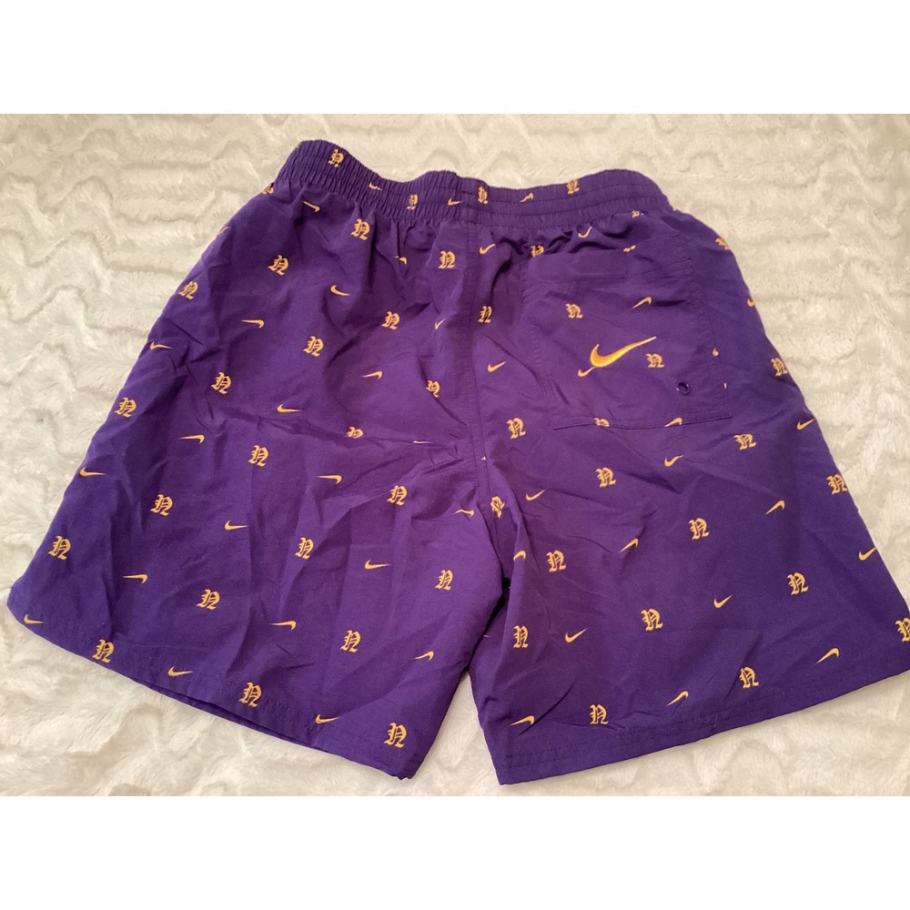 Nike Mens Purple Gold Logo Print Swim Trunks NESSF518-536 Size Small NWT - Picture 4 of 6